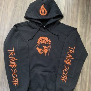 Travis Scott Face Palm Hoodie Black (Orange Print)